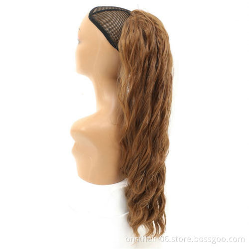MYZYR Wave P,ony Tail Fake Hair Wavy Wrap Around Clip in Onytail Hair Extension Heat Resistant Synthetic Natural 18" ~24"long
